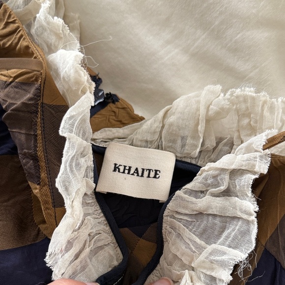 KHAITE Susanna ruffle check dress size 8 - Picture 4 of 10